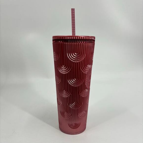 Starbucks 2022 Cold Cup Tumbler 24 oz Pink Pearl Shimmer Shell Mermaid Scales - Picture 3 of 7
